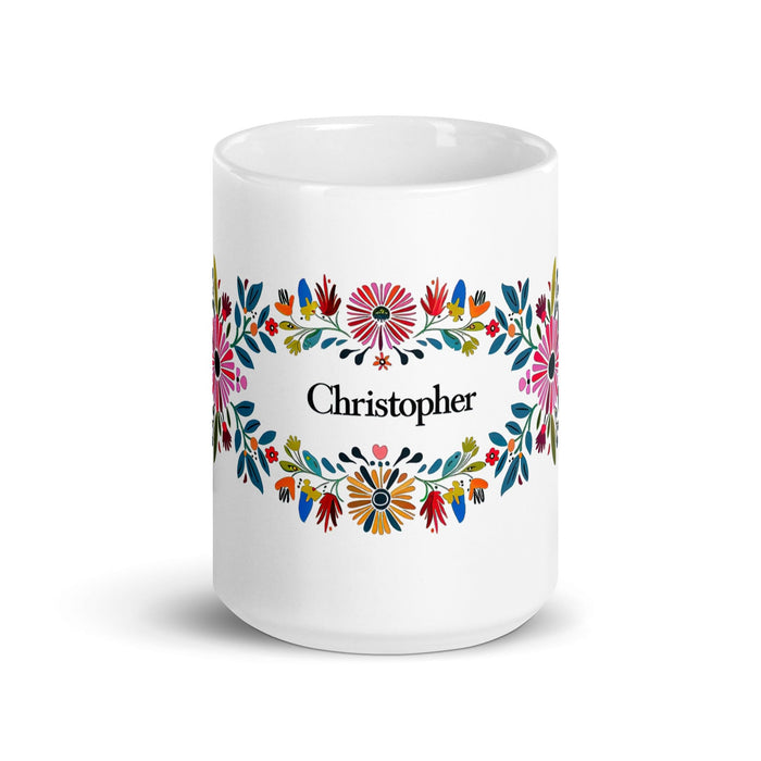 Christopher Exclusive Name Art Piece Home Office Work Coffee Mug Mexican Spanish Pride Gift Cup One-Of-A-Kind Calligraphy White Glossy Mug | C20 Mexicada