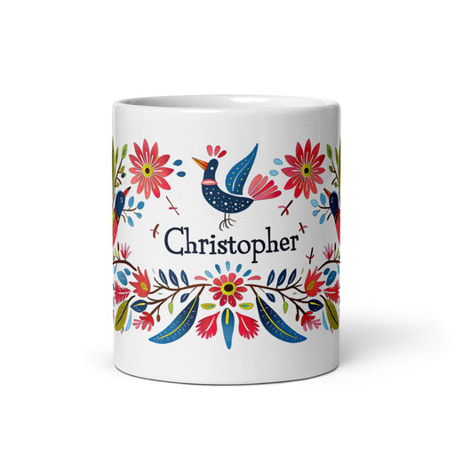 Christopher Exclusive Name Art Piece Home Office Work Coffee Mug Mexican Spanish Pride Gift Cup One-Of-A-Kind Calligraphy White Glossy Mug | C21 Mexicada