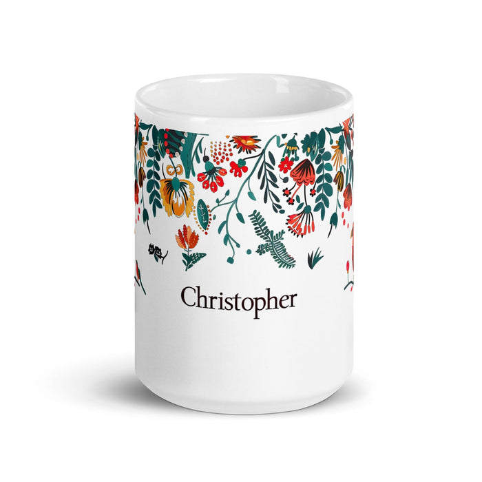 Christopher Exclusive Name Art Piece Home Office Work Coffee Mug Mexican Spanish Pride Gift Cup One-Of-A-Kind Calligraphy White Glossy Mug | C23 Mexicada