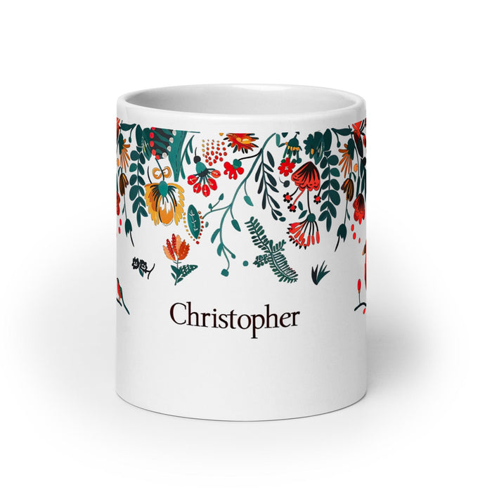 Christopher Exclusive Name Art Piece Home Office Work Coffee Mug Mexican Spanish Pride Gift Cup One-Of-A-Kind Calligraphy White Glossy Mug | C23 Mexicada