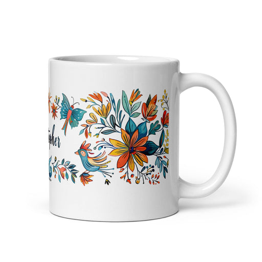 Christopher Exclusive Name Art Piece Home Office Work Coffee Mug Mexican Spanish Pride Gift Cup One-Of-A-Kind Calligraphy White Glossy Mug | C25 Mexicada 11 oz
