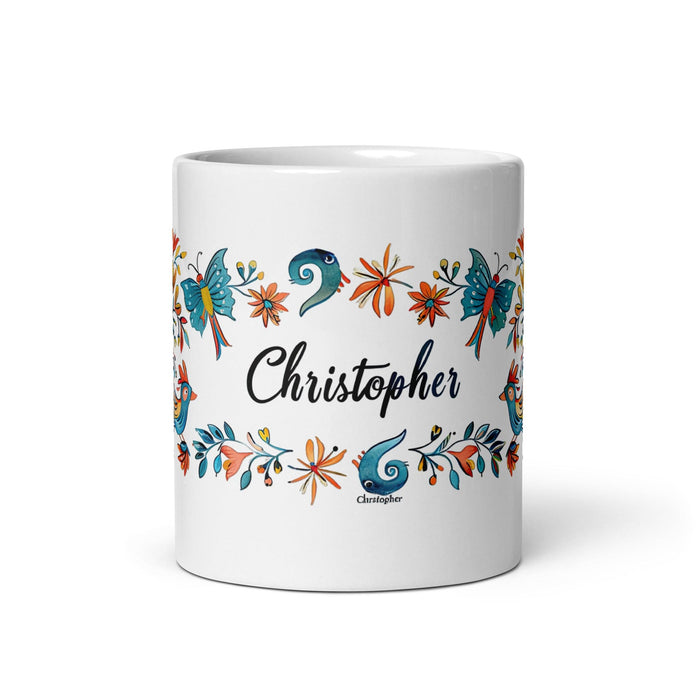 Christopher Exclusive Name Art Piece Home Office Work Coffee Mug Mexican Spanish Pride Gift Cup One-Of-A-Kind Calligraphy White Glossy Mug | C25 Mexicada