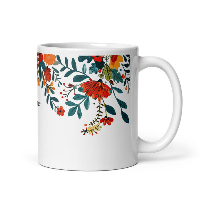 Christopher Exclusive Name Art Piece Home Office Work Coffee Mug Mexican Spanish Pride Gift Cup One-Of-A-Kind Calligraphy White Glossy Mug | C4 Mexicada 11 oz