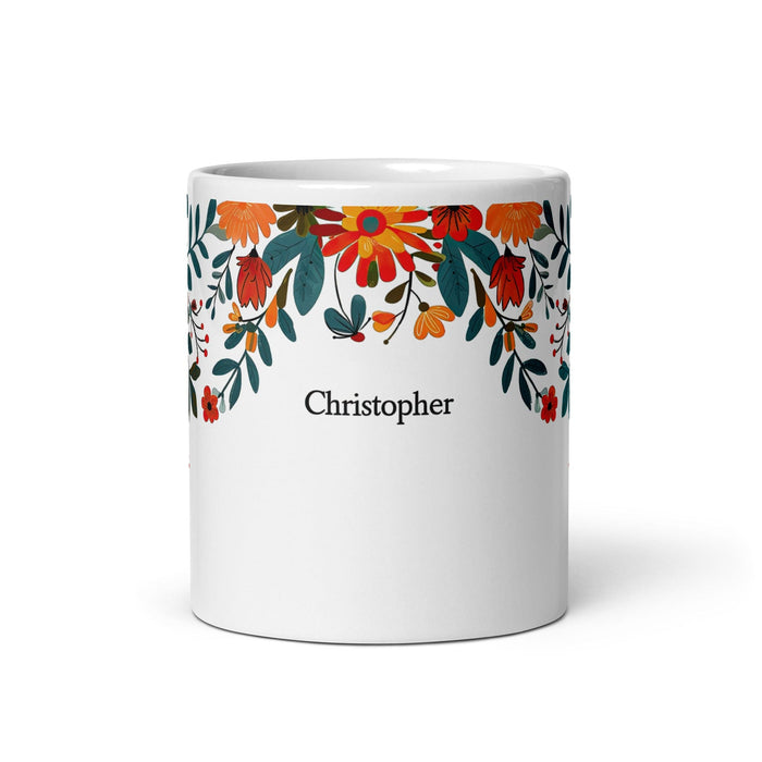 Christopher Exclusive Name Art Piece Home Office Work Coffee Mug Mexican Spanish Pride Gift Cup One-Of-A-Kind Calligraphy White Glossy Mug | C4 Mexicada