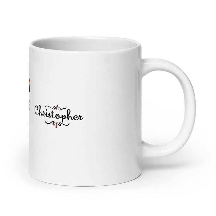 Christopher Exclusive Name Art Piece Home Office Work Coffee Mug Mexican Spanish Pride Gift Cup One-Of-A-Kind Calligraphy White Glossy Mug | C6 Mexicada 20 oz