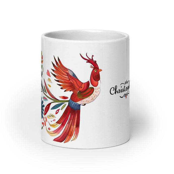 Christopher Exclusive Name Art Piece Home Office Work Coffee Mug Mexican Spanish Pride Gift Cup One-Of-A-Kind Calligraphy White Glossy Mug | C6 Mexicada