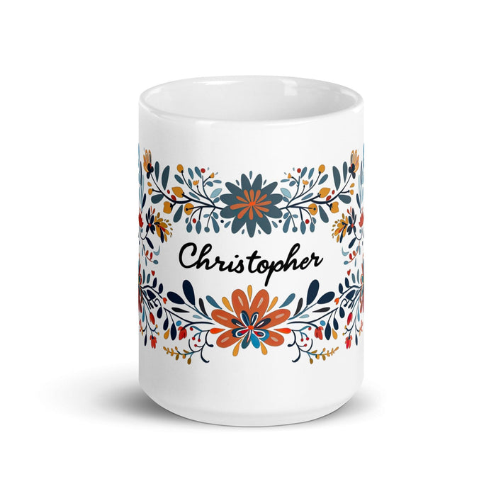 Christopher Exclusive Name Art Piece Home Office Work Coffee Mug Mexican Spanish Pride Gift Cup One-Of-A-Kind Calligraphy White Glossy Mug | C9 Mexicada