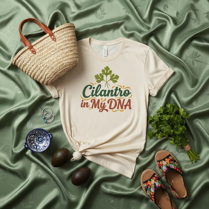 Cilantro In My DNA T-Shirt Unisex, Funny Coriander Lover Tee, Herb Cooking Foodie Gift Shirt, Mexican Cuisine Ingredient Fan Apparel Mexicada
