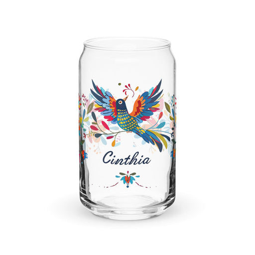 Cinthia Exclusive Name Art Piece Can-Shaped Glass Home Office Work Mexican Spanish Pride Gift Cup One-Of-A-Kind Calligraphy Glass | C16 Mexicada 16 oz (No Lid No Straw)