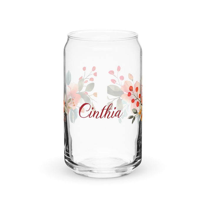 Cinthia Exclusive Name Art Piece Can-Shaped Glass Home Office Work Mexican Spanish Pride Gift Cup One-Of-A-Kind Calligraphy Glass | C2 Mexicada 16 oz (No Lid No Straw)