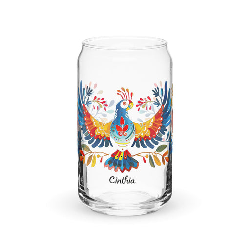 Cinthia Exclusive Name Art Piece Can-Shaped Glass Home Office Work Mexican Spanish Pride Gift Cup One-Of-A-Kind Calligraphy Glass | C6 Mexicada 16 oz (No Lid No Straw)