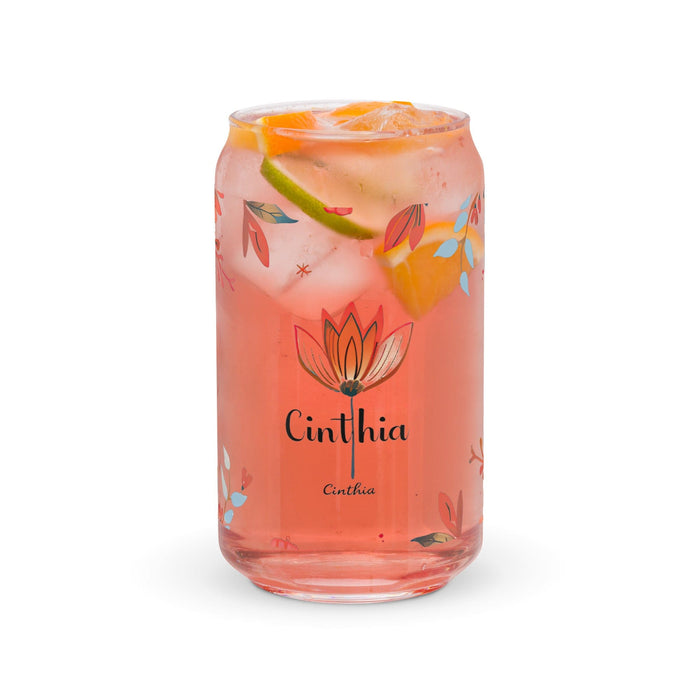 Cinthia Exclusive Name Art Piece Can-Shaped Glass Home Office Work Mexican Spanish Pride Gift Cup One-Of-A-Kind Calligraphy Glass | C7 Mexicada