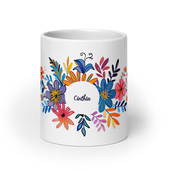 Cinthia Exclusive Name Art Piece Home Office Work Coffee Mug Mexican Spanish Pride Gift Cup One-Of-A-Kind Calligraphy White Glossy Mug | C10 Mexicada