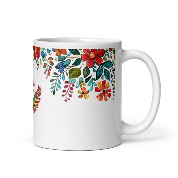 Cinthia Exclusive Name Art Piece Home Office Work Coffee Mug Mexican Spanish Pride Gift Cup One-Of-A-Kind Calligraphy White Glossy Mug | C11 Mexicada 11 oz