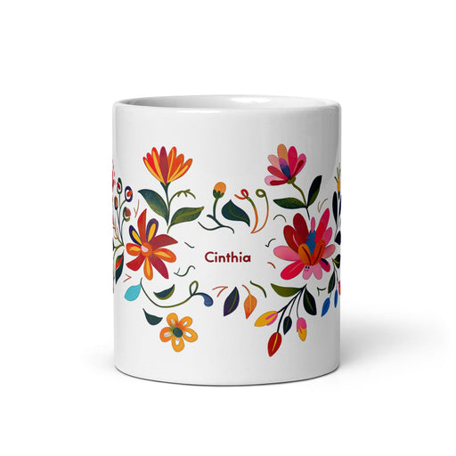 Cinthia Exclusive Name Art Piece Home Office Work Coffee Mug Mexican Spanish Pride Gift Cup One-Of-A-Kind Calligraphy White Glossy Mug | C13 Mexicada