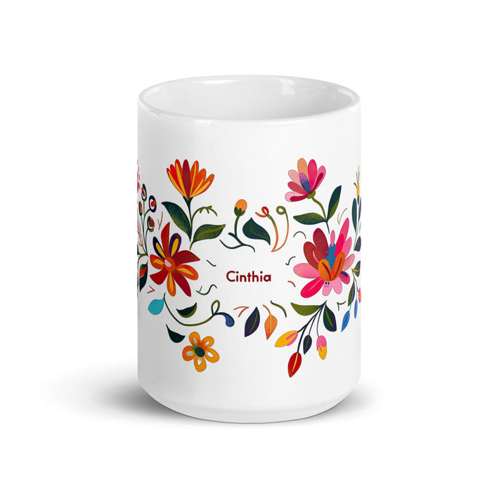 Cinthia Exclusive Name Art Piece Home Office Work Coffee Mug Mexican Spanish Pride Gift Cup One-Of-A-Kind Calligraphy White Glossy Mug | C13 Mexicada