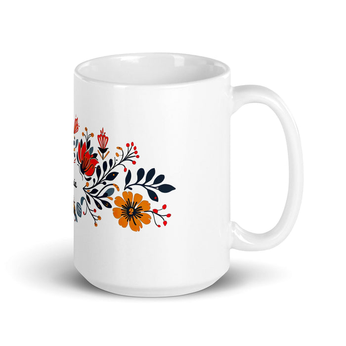 Cinthia Exclusive Name Art Piece Home Office Work Coffee Mug Mexican Spanish Pride Gift Cup One-Of-A-Kind Calligraphy White Glossy Mug | C15 Mexicada 15 oz