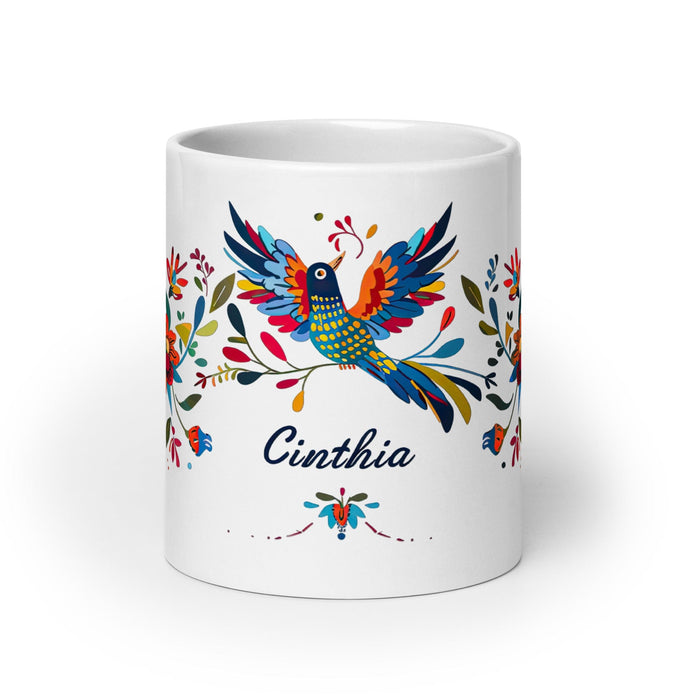 Cinthia Exclusive Name Art Piece Home Office Work Coffee Mug Mexican Spanish Pride Gift Cup One-Of-A-Kind Calligraphy White Glossy Mug | C16 Mexicada