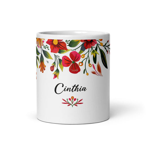 Cinthia Exclusive Name Art Piece Home Office Work Coffee Mug Mexican Spanish Pride Gift Cup One-Of-A-Kind Calligraphy White Glossy Mug | C21 Mexicada