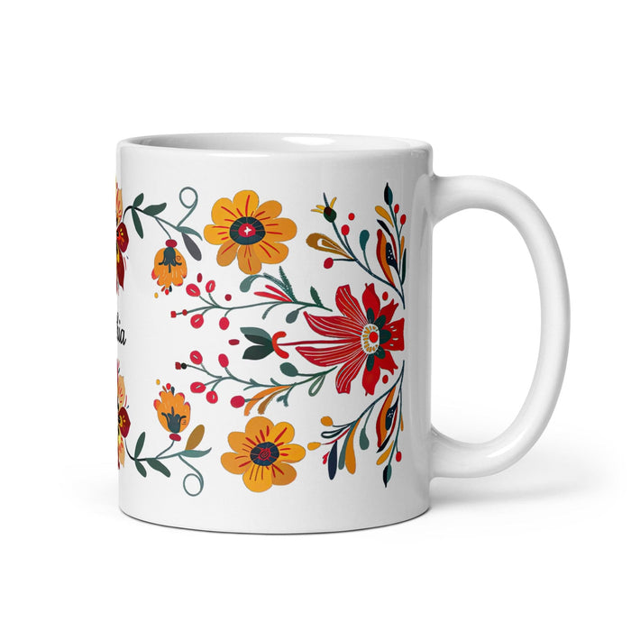 Cinthia Exclusive Name Art Piece Home Office Work Coffee Mug Mexican Spanish Pride Gift Cup One-Of-A-Kind Calligraphy White Glossy Mug | C3 Mexicada 11 oz