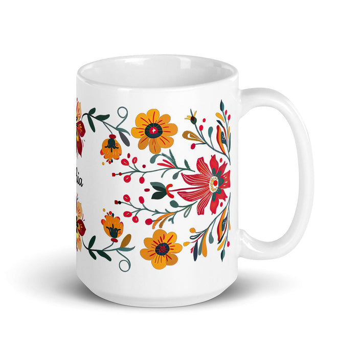 Cinthia Exclusive Name Art Piece Home Office Work Coffee Mug Mexican Spanish Pride Gift Cup One-Of-A-Kind Calligraphy White Glossy Mug | C3 Mexicada 15 oz