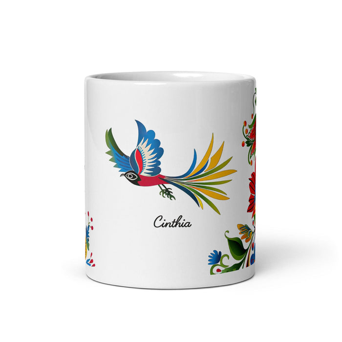 Cinthia Exclusive Name Art Piece Home Office Work Coffee Mug Mexican Spanish Pride Gift Cup One-Of-A-Kind Calligraphy White Glossy Mug | C4 Mexicada