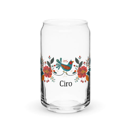 Ciro Exclusive Name Art Piece Can-Shaped Glass Home Office Work Mexican Spanish Pride Gift Cup One-Of-A-Kind Calligraphy Glass | C11 Mexicada 16 oz