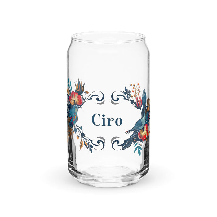 Ciro Exclusive Name Art Piece Can-Shaped Glass Home Office Work Mexican Spanish Pride Gift Cup One-Of-A-Kind Calligraphy Glass | C12 Mexicada 16 oz