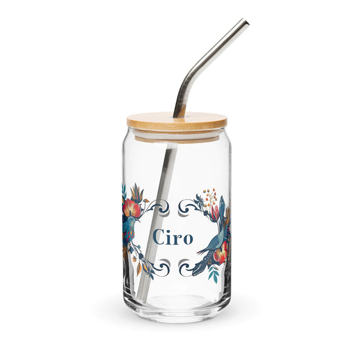 Ciro Exclusive Name Art Piece Can-Shaped Glass Home Office Work Mexican Spanish Pride Gift Cup One-Of-A-Kind Calligraphy Glass | C12 Mexicada 16 oz With Lid & Straw