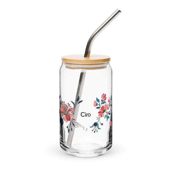 Ciro Exclusive Name Art Piece Can-Shaped Glass Home Office Work Mexican Spanish Pride Gift Cup One-Of-A-Kind Calligraphy Glass | C15 Mexicada 16 oz With Lid & Straw