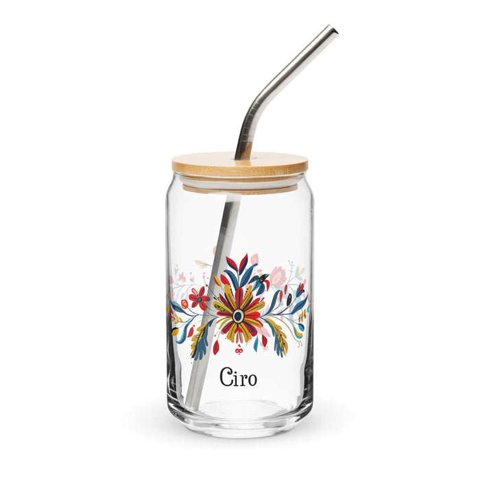 Ciro Exclusive Name Art Piece Can-Shaped Glass Home Office Work Mexican Spanish Pride Gift Cup One-Of-A-Kind Calligraphy Glass | C17 Mexicada 16 oz With Lid & Straw