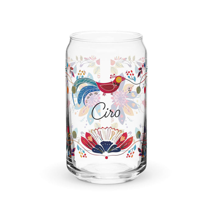 Ciro Exclusive Name Art Piece Can-Shaped Glass Home Office Work Mexican Spanish Pride Gift Cup One-Of-A-Kind Calligraphy Glass | C18 Mexicada 16 oz (No Lid No Straw)