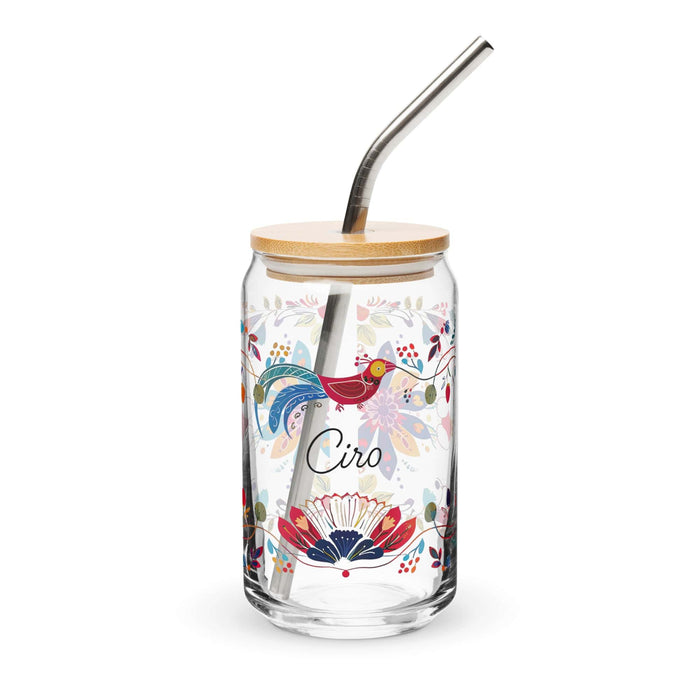 Ciro Exclusive Name Art Piece Can-Shaped Glass Home Office Work Mexican Spanish Pride Gift Cup One-Of-A-Kind Calligraphy Glass | C18 Mexicada 16 oz With Lid & Straw