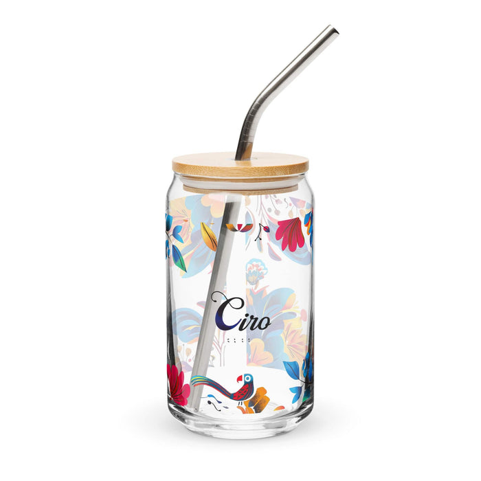 Ciro Exclusive Name Art Piece Can-Shaped Glass Home Office Work Mexican Spanish Pride Gift Cup One-Of-A-Kind Calligraphy Glass | C19 Mexicada 16 oz With Lid & Straw