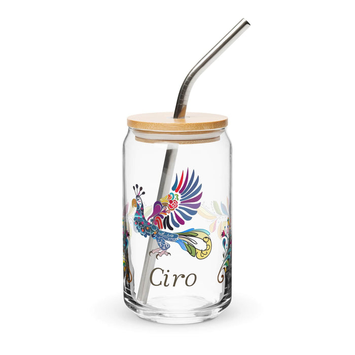 Ciro Exclusive Name Art Piece Can-Shaped Glass Home Office Work Mexican Spanish Pride Gift Cup One-Of-A-Kind Calligraphy Glass | C2 Mexicada 16 oz With Lid & Straw