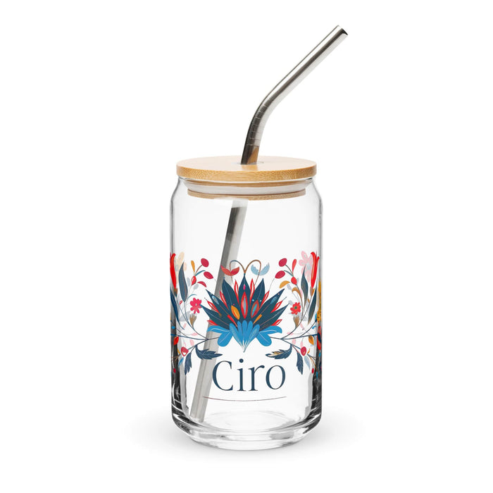 Ciro Exclusive Name Art Piece Can-Shaped Glass Home Office Work Mexican Spanish Pride Gift Cup One-Of-A-Kind Calligraphy Glass | C20 Mexicada 16 oz With Lid & Straw