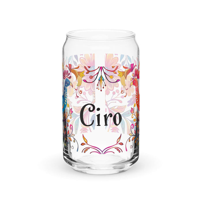 Ciro Exclusive Name Art Piece Can-Shaped Glass Home Office Work Mexican Spanish Pride Gift Cup One-Of-A-Kind Calligraphy Glass | C21 Mexicada 16 oz