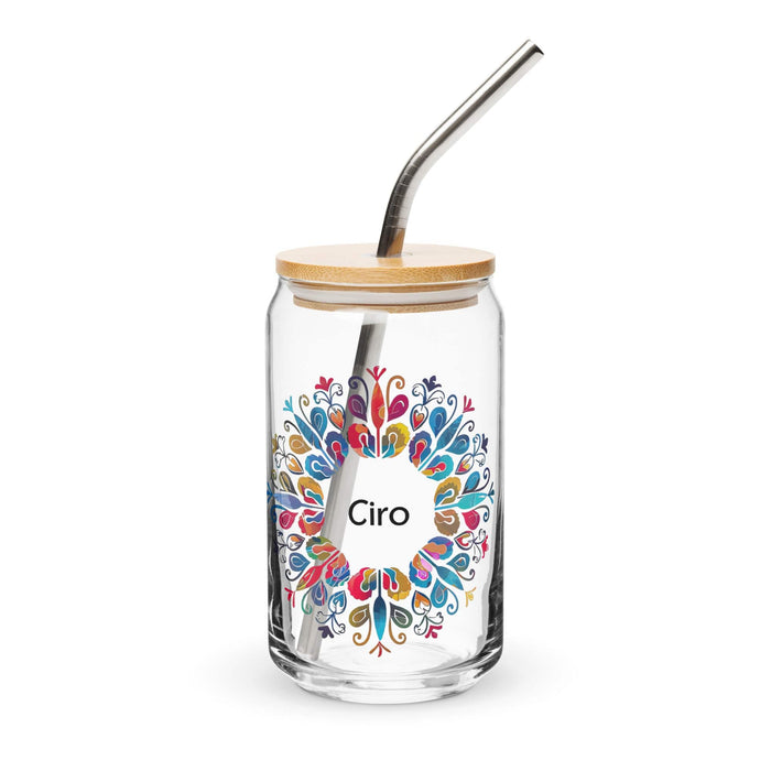 Ciro Exclusive Name Art Piece Can-Shaped Glass Home Office Work Mexican Spanish Pride Gift Cup One-Of-A-Kind Calligraphy Glass | C22 Mexicada 16 oz With Lid & Straw