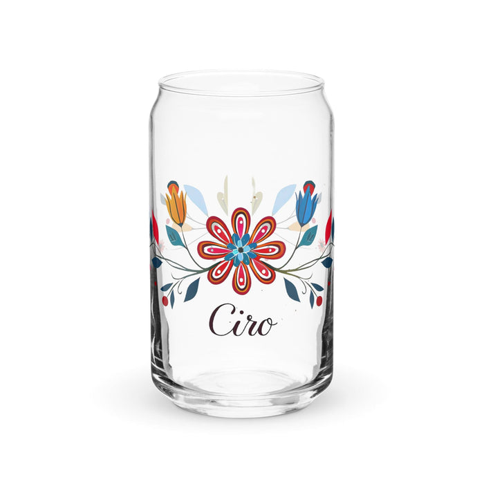 Ciro Exclusive Name Art Piece Can-Shaped Glass Home Office Work Mexican Spanish Pride Gift Cup One-Of-A-Kind Calligraphy Glass | C23 Mexicada 16 oz