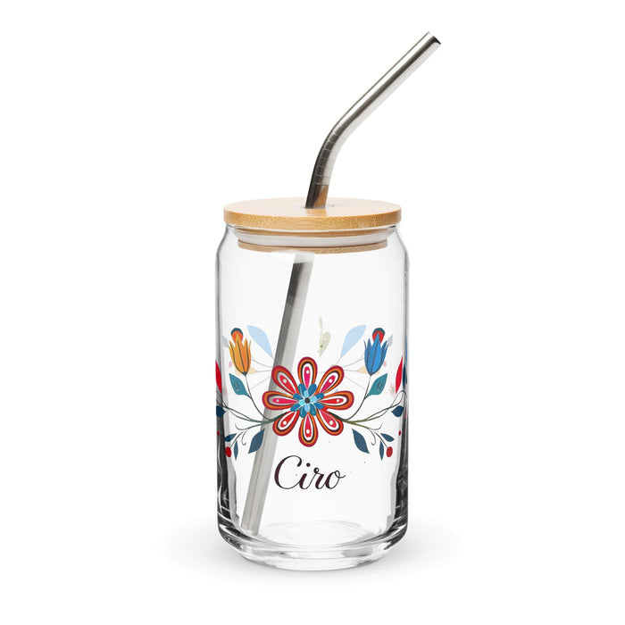 Ciro Exclusive Name Art Piece Can-Shaped Glass Home Office Work Mexican Spanish Pride Gift Cup One-Of-A-Kind Calligraphy Glass | C23 Mexicada 16 oz With Lid & Straw