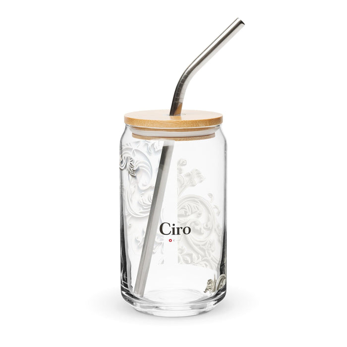 Ciro Exclusive Name Art Piece Can-Shaped Glass Home Office Work Mexican Spanish Pride Gift Cup One-Of-A-Kind Calligraphy Glass | C3 Mexicada 16 oz With Lid & Straw