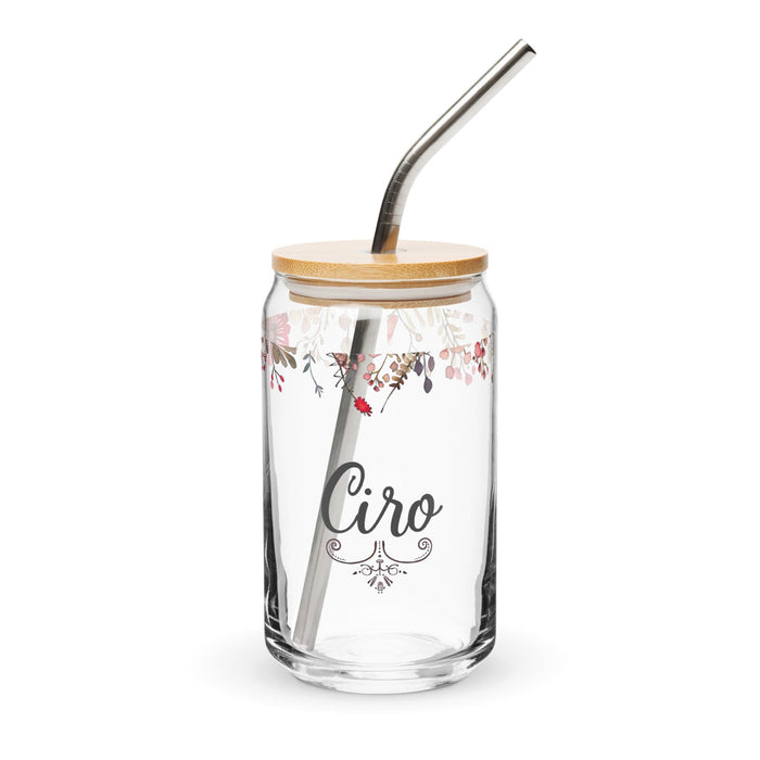 Ciro Exclusive Name Art Piece Can-Shaped Glass Home Office Work Mexican Spanish Pride Gift Cup One-Of-A-Kind Calligraphy Glass | C5 Mexicada 16 oz With Lid & Straw