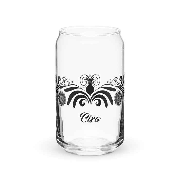 Ciro Exclusive Name Art Piece Can-Shaped Glass Home Office Work Mexican Spanish Pride Gift Cup One-Of-A-Kind Calligraphy Glass | C6 Mexicada 16 oz