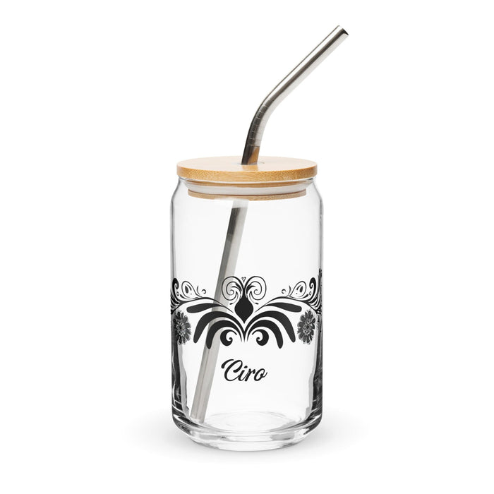 Ciro Exclusive Name Art Piece Can-Shaped Glass Home Office Work Mexican Spanish Pride Gift Cup One-Of-A-Kind Calligraphy Glass | C6 Mexicada 16 oz With Lid & Straw