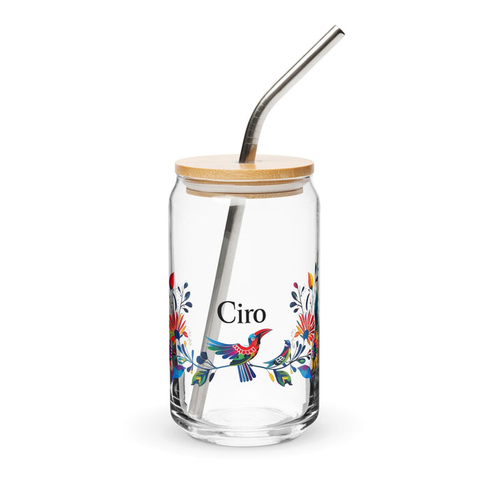 Ciro Exclusive Name Art Piece Can-Shaped Glass Home Office Work Mexican Spanish Pride Gift Cup One-Of-A-Kind Calligraphy Glass | C7 Mexicada 16 oz With Lid & Straw