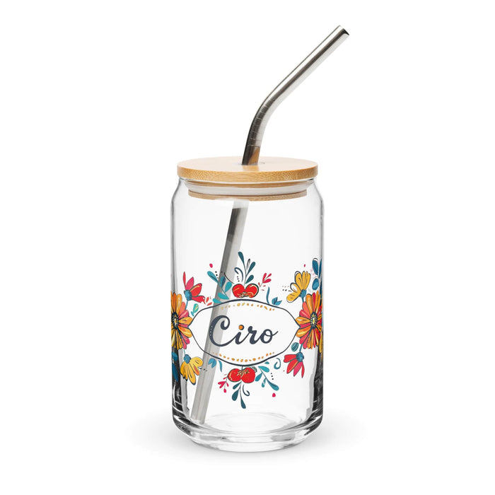 Ciro Exclusive Name Art Piece Can-Shaped Glass Home Office Work Mexican Spanish Pride Gift Cup One-Of-A-Kind Calligraphy Glass | C8 Mexicada 16 oz With Lid & Straw