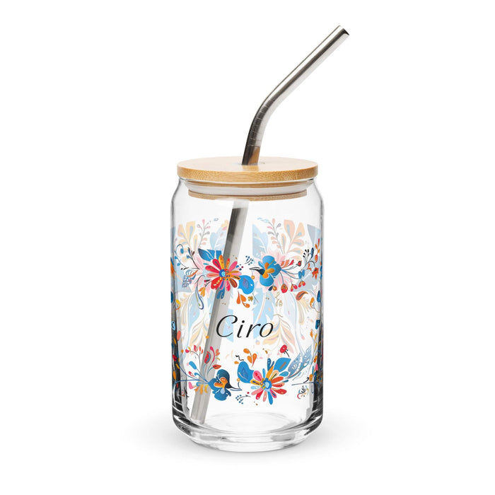 Ciro Exclusive Name Art Piece Can-Shaped Glass Home Office Work Mexican Spanish Pride Gift Cup One-Of-A-Kind Calligraphy Glass | C9 Mexicada 16 oz With Lid & Straw