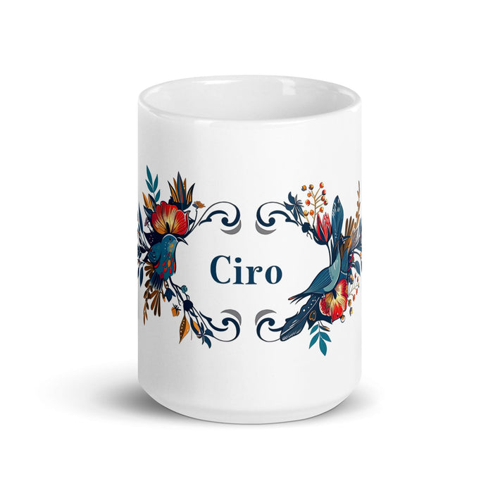 Ciro Exclusive Name Art Piece Home Office Work Coffee Mug Mexican Spanish Pride Gift Cup One-Of-A-Kind Calligraphy White Glossy Mug | C12 Mexicada