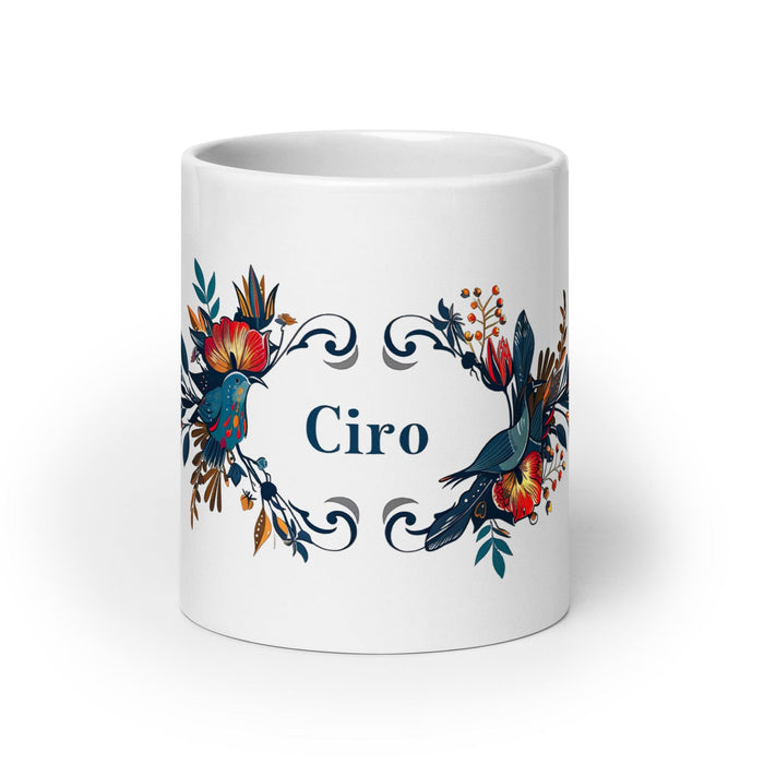 Ciro Exclusive Name Art Piece Home Office Work Coffee Mug Mexican Spanish Pride Gift Cup One-Of-A-Kind Calligraphy White Glossy Mug | C12 Mexicada