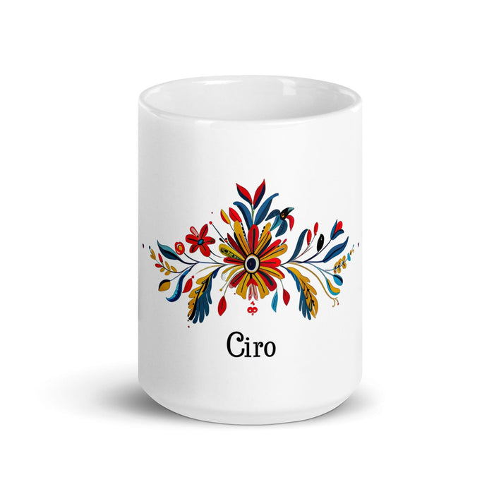 Ciro Exclusive Name Art Piece Home Office Work Coffee Mug Mexican Spanish Pride Gift Cup One-Of-A-Kind Calligraphy White Glossy Mug | C17 Mexicada